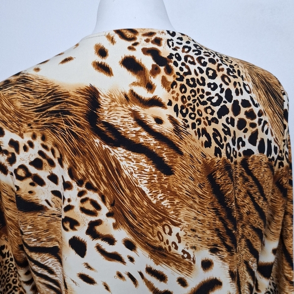 Investments Brown Tan Animal Print Mobwife Front Zip Jacket Size MP - Picture 8 of 13